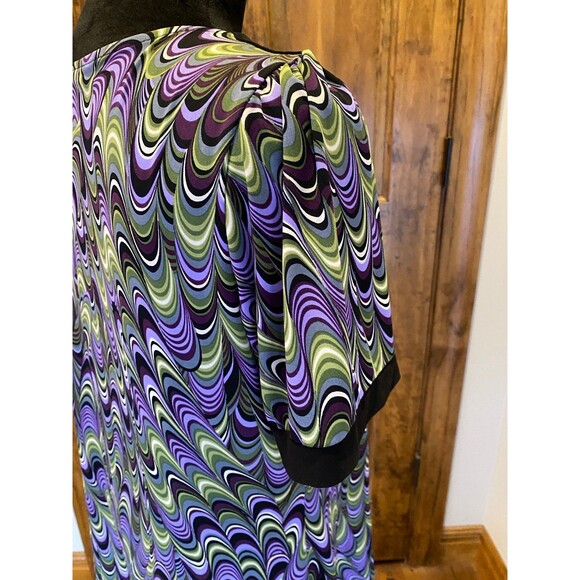 Gitano Plus Size 18-20W Top Short Sleeve Top Square Neck Purple Green  Stretch - Picture 6 of 11